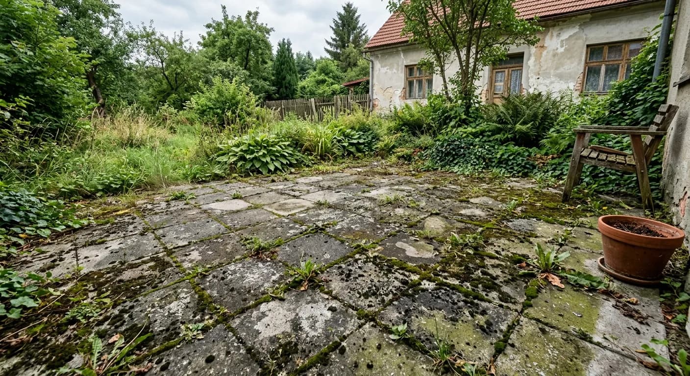 Taras i chodnik – před čištěním