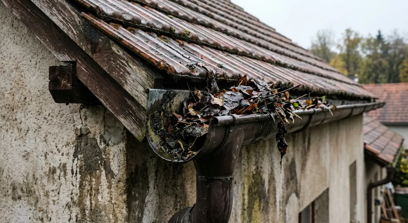 Rynny domu jednorodzinnego – před čištěním