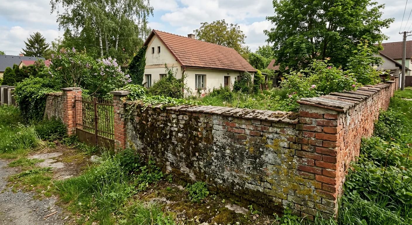 Mur ogrodowy – před čištěním