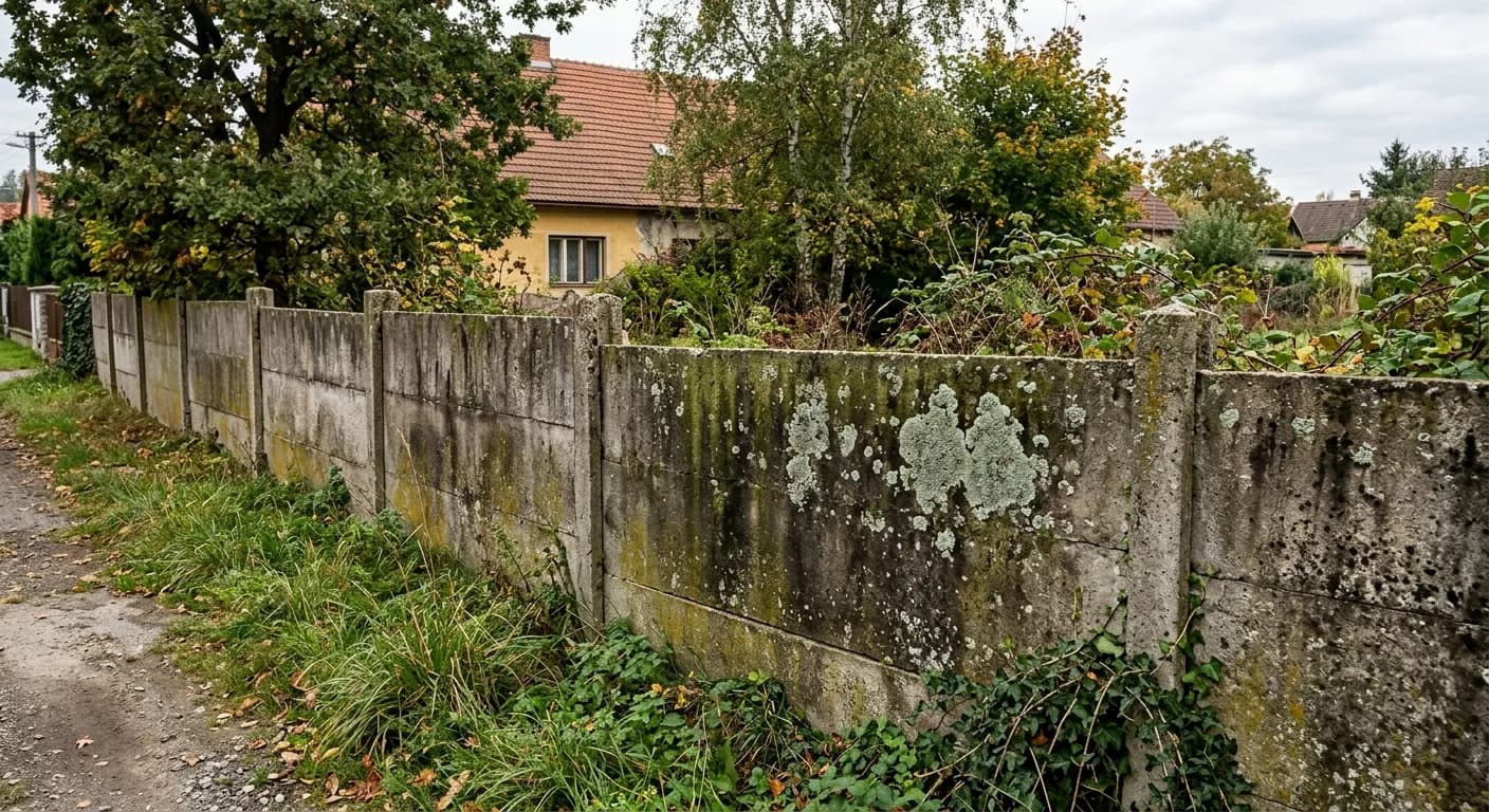 Ogrodzenie betonowe – před čištěním