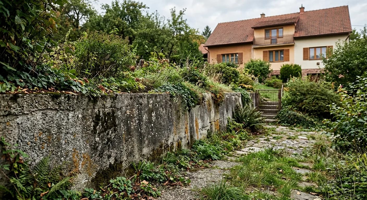 Mur oporowy – před čištěním