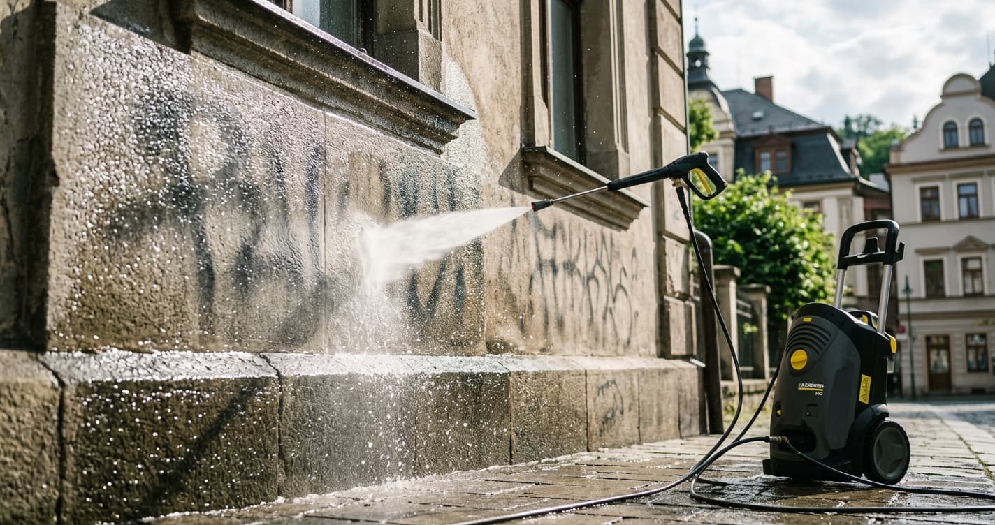 Jak odstranit graffiti a tagy z fasády bez poškození omítky